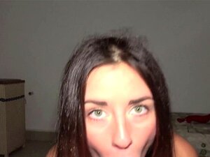Brunette Cute Chick Crazily Sucking To a Large Dick So Passionately