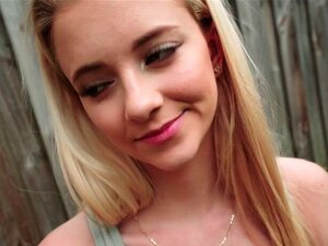 Blonde strips off pink shorts and fucks pov