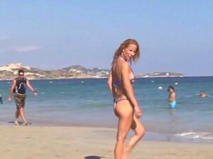 Hot Sexy Babe Sarah Stripping Action on Beach