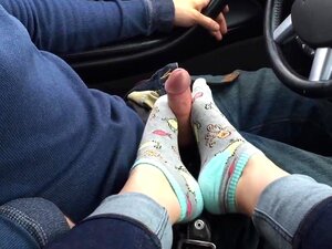 Amazing Toejob In Car With Socks And Cumshot On Socked Feet Porn